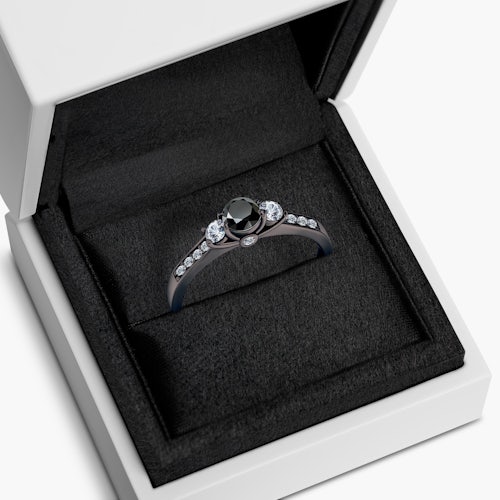 Pierścionek zaręczynowy Dream: czarne złoto, czarny diament